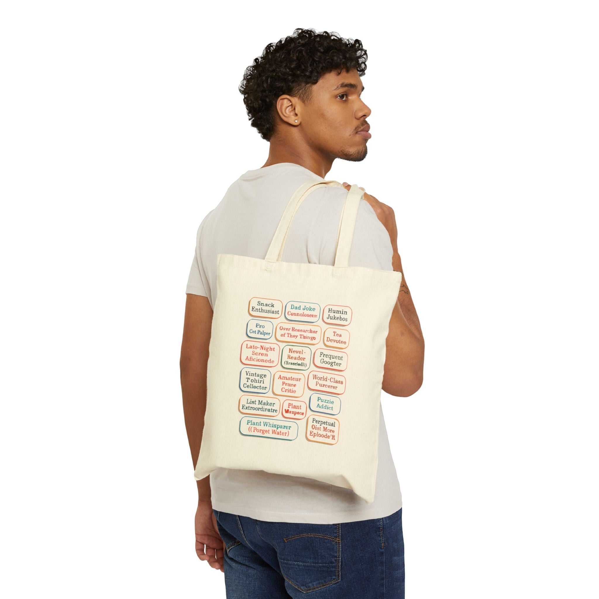 Canvas Tote Bag — Retro Speech Bubble Affirmations Design Printify