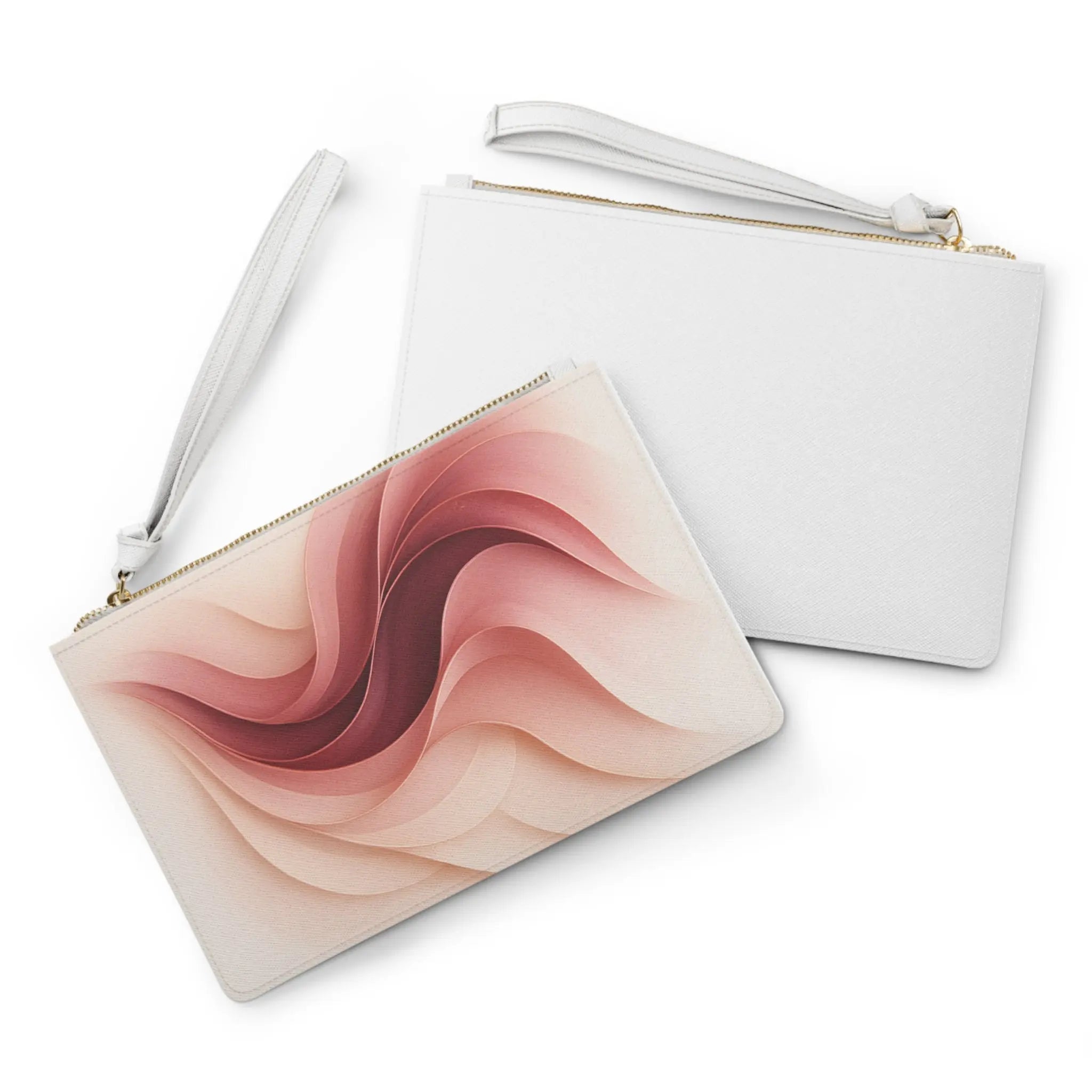 Abstract Blush Wave Clutch Bag — Pink Swirl Wristlet Purse Printify