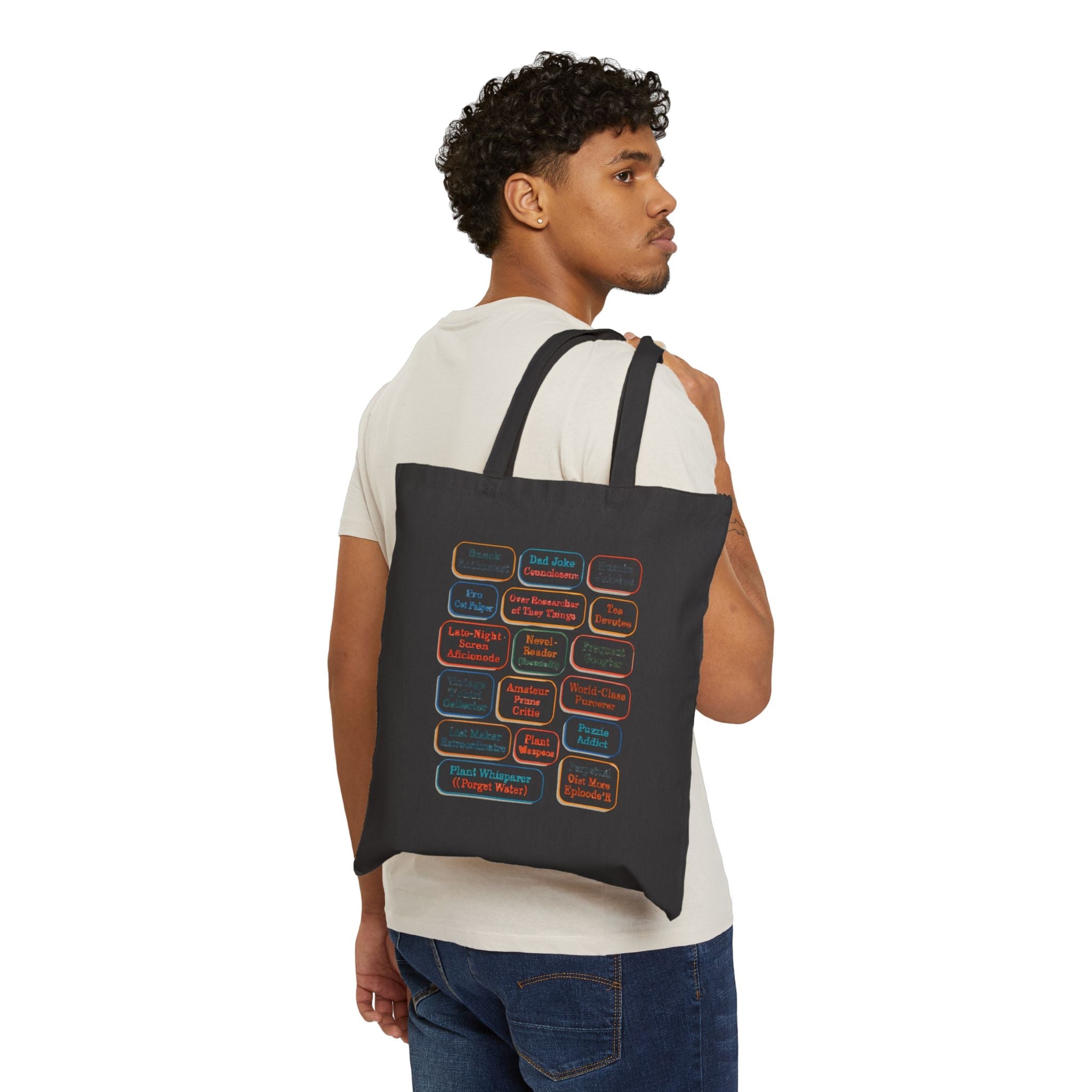 Canvas Tote Bag — Retro Speech Bubble Affirmations Design Printify