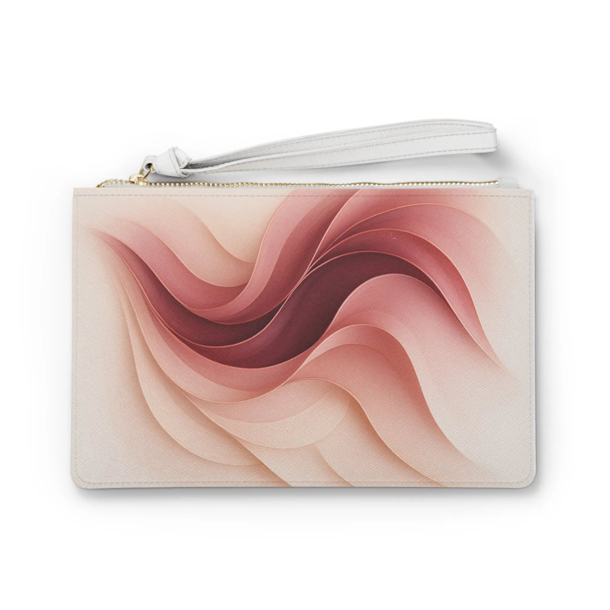 Abstract Blush Wave Clutch Bag — Pink Swirl Wristlet Purse Printify